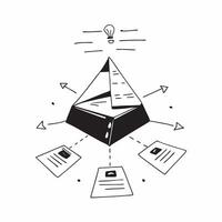 Flat Glowing abstract pyramid representing organizational hierarchy concept as An overhead shot of a glowing abstract pyramid symbolizing organizational hierarchy and operational s pure vector
