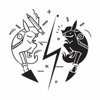 Flat Glowing Abstract Rama and Ravana Battle concept as A dynamic glowing abstract digital art capturing the battle between Rama and Ravana with swirling energy and vibrant light e pure vector