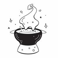 Flat Glowing Abstract Witchs Brew concept as A vibrant glowing abstract digital art depicting a witchs brew bubbling in a cauldron with swirling magical lights The scene is ideal pure vector