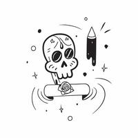 Flat Glowing Calavera with Neon Rose in Digital Space concept as A digital artwork featuring a glowing calavera with a neon rose set against an abstract background with swirling pa pure vector
