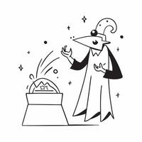 Flat Glowing Abstract Wizard with Magic Text concept as A vibrant glowing abstract digital art of a wizard casting spells with the word Magic in a mystical font The scene is ideal pure vector
