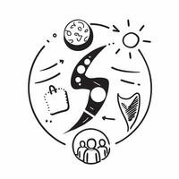 Flat Grandparents and Grandchildren Circle with Unity Text concept as An abstract of a circle formed by icons representing grandparents and grandchildren with the word Unity pure vector