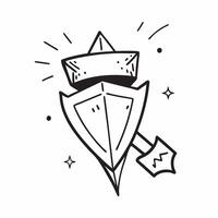 Flat Holographic Arrow and Shield with Defense Text concept as A bold photo featuring a glowing holographic arrow and shield symbolizing the defense against evil during Dussehra T pure vector