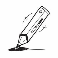Flat Holographic Pen with Glowing Ink concept as A sleek pen with holographic glowing ink placed on a glossy white surface The scene is isolated with ample copy space symbolizing pure vector