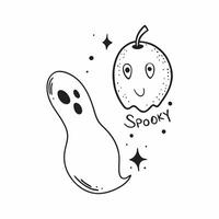 Flat Holographic Pumpkin and Ghost with Spooky Text concept as A glossy glowing holographic pumpkin and ghost with the word Spooky in a bold eerie font The design is isolated on a pure vector