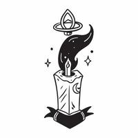 Flat Holographic Raven and Candle with Omen Text concept as A vibrant glowing holographic raven and candle with the word Omen in a gothic spooky font The design is isolated on a w pure vector