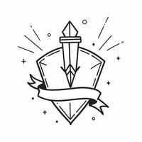 Flat Holographic Sword and Shield with Valor Text concept as A bold photo featuring a glowing holographic sword and shield symbolizing the valor and bravery in the Dussehra story pure vector