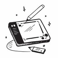 Flat Holographic tablet with digital pen concept as A tablet with a holographic display and a digital pen resting beside it glowing softly with ambient light isolated on a white ba pure vector