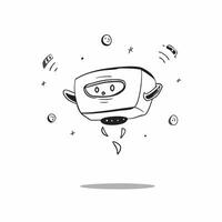 Flat Holographic VR headset with floating elements concept as A VR headset with floating holographic elements glowing softly with ambient light isolated on a clean white background pure vector
