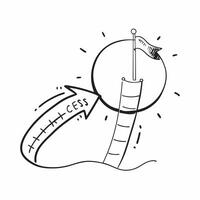 Flat Isolated of a ladder and flag with the word Success concept as A design featuring a ladder leading to a flag with the word Success prominently displayed Isolate pure vector