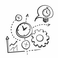 Flat Isolated of a clock and gears with the word Efficiency concept as A design showing a clock and interlocking gears with the word Efficiency prominently displayed pure vector