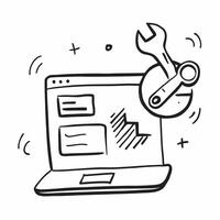 Flat Isolated of a laptop and wrench with the word Support concept as A design depicting a laptop and a wrench with the word Support prominently displayed The elemen pure vector