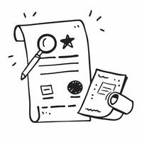 Flat Isolated of a magnifying glass and document with the word Review concept as A design showing a magnifying glass and document with the word Review prominently dis pure Set 2 vector