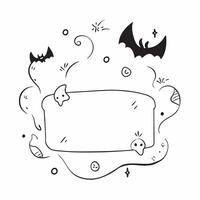 Flat Jack o Lantern and Bat Border with Boo Text concept as A vibrant border frame featuring glowing jack o lanterns and bats flying around the edges with the word Boo in a playful pure vector