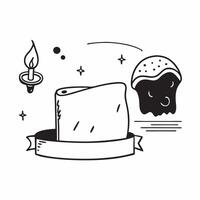 Flat Pan de Muerto and Candle Border with Copy Space concept as A border frame featuring a pan de muerto on the left and a lit candle on the right with plenty of copy space in the pure vector