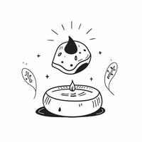 Flat Pan de Muerto and Candle concept as A image featuring a traditional pan de muerto and a lit candle isolated on a white background This clean and minimalistic de pure vector