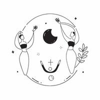 Flat Plus Size Model Circle Border Frame with Balance Text concept as A circular border frame featuring elements representing plus size models with the word Balance elegantly posit pure vector