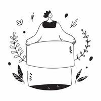 Flat Plus Size Model Flower Border Frame with Growth Text concept as A border frame design featuring floral elements representing plus size models with the word Growth elegantly po pure vector