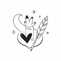 Flat Plus Size Model Heart and Feather with Lightness Text concept as An abstract showing a heart symbol and a feather representing plus size models with the word Lightness pure vector