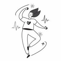 Flat Plus Size Model Outline and Heartbeat with Vitality Text concept as An abstract featuring an outline of a plus size model paired with a heartbeat symbol and the word Vi pure vector