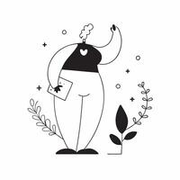 Flat Plus Size Model Icon and Flower with Growth Text concept as A sleek design featuring a plus size model icon paired with a flower symbol and the word Growth The element pure vector