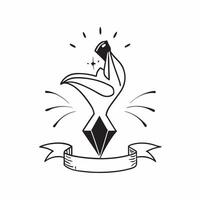 Flat Plus Size Model Silhouette and Diamond with Brilliance Text concept as An abstract design featuring a silhouette of a plus size model and a diamond symbol with the word pure vector