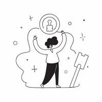 Flat Plus Size Model Silhouette and Key with Unlock Text concept as An abstract featuring a silhouette of a plus size model paired with a key symbol and the word Unlock The pure vector