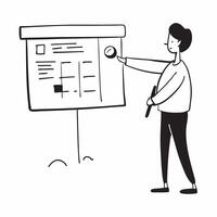 Flat Project manager candidly presenting a timeline to a client concept as A candid shot of a project manager presenting a project timeline to a client The camera captures the cla pure vector