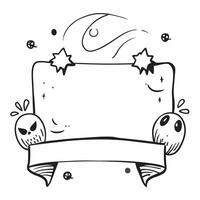Flat Pumpkin and Spider Border with Creepy Text concept as A creepy border frame featuring pumpkins and spiders at the corners with the word Creepy in a jagged spooky font The des pure vector