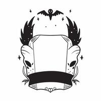 Flat Raven and Skull Border with Omen Text concept as A dark and eerie border frame featuring ravens and skulls around the edges with the word Omen in a gothic font The design pro pure vector