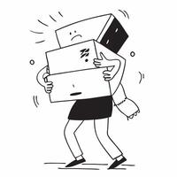 Flat Shopper Carrying Large Box concept as Candid shot of a shopper struggling to carry a large box through a crowded store during Black Friday capturing the determination and phys pure vector
