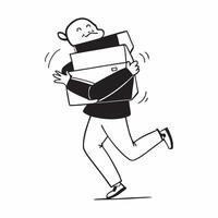 Flat Shopper Carrying Multiple Boxes concept as Candid shot of a shopper struggling to carry multiple boxes out of a store on Black Friday capturing the hectic and overwhelming nat pure vector