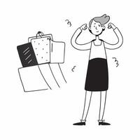 Flat Shopper Trying to Decide Between Items concept as Candid shot of a shopper holding two different items trying to decide which one to buy during a Black Friday sale capturing t pure vector