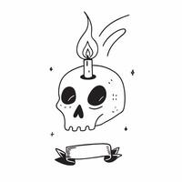 Flat Skull and Candle with Eerie Text concept as An isolated featuring a skull and a candle with the word Eerie in a gothic font The elements are set against a white backgr pure vector