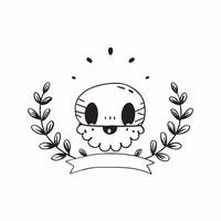 Flat Skull and Marigold Wreath Isolated concept as A illustration of a skull encircled by a marigold wreath both isolated on a white background The design captures t pure vector