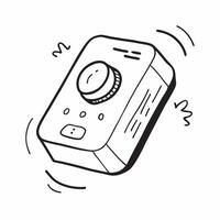 Flat Smart thermostat with holographic temperature controls copy space on the side concept as A side angle shot of a smart thermostat with holographic temperature controls floating pure vector