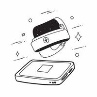 Flat Smartwatch displaying a holographic calendar concept as A smartwatch is positioned in the center of the frame displaying a holographic calendar that hovers just above the devi pure vector