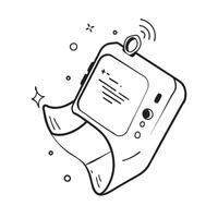 Flat Smartwatch with holographic health metrics copy space below concept as A top down shot of a smartwatch displaying holographic health metrics above its screen The glossy desig pure vector