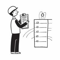 Flat Supervisor candidly checking safety protocols in a manufacturing plant concept as A candid shot of a supervisor checking safety protocols in a manufacturing plant The camera pure vector