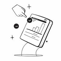Flat Tablet with holographic charts floating above copy space at the top concept as A close up shot of a tablet with holographic charts hovering above the screen The glossy high t pure vector