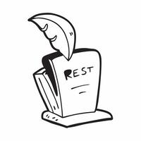 Flat Tombstone and Crow with Rest Text concept as An isolated featuring a tombstone with a crow perched on top and the word Rest in a somber font The elements are set again pure vector