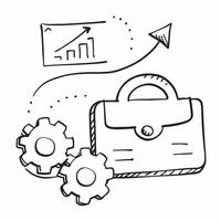 Flat of isolated briefcase and gears with the word Strategy concept as A design showing a briefcase and gears with the word Strategy prominently displayed Isolated o pure vector