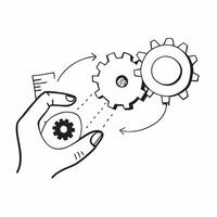 Flat of isolated gears and cogs with the word Efficiency concept as A clean design featuring interlocking gears and cogs with the word Efficiency prominently displaye pure vector