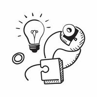 Flat of isolated puzzle piece and light bulb with the word Innovation concept as A clean design featuring a puzzle piece and a light bulb with the word Innovation pro pure Set 2 vector