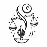 Flat of isolated scales and balance with the word Justice concept as A design featuring scales and balance with the word Justice displayed above The elements are iso pure vector