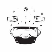 Flat VR headset with holographic game controls copy space at the bottom concept as A front facing shot of a VR headset with holographic game controls floating in front of the devic pure vector