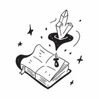 Flat Witchs Grimoire and Candle with Spell Text concept as An isolated featuring an open witchs grimoire and a candle with the word Spell in a mystical font The elements ar pure vector