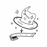 Flat Witchs Hat and Wand with Spellbound Text concept as An isolated featuring a witchs hat and wand with the word Spellbound in a mystical font The elements are set agains pure vector