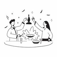 Friends enjoying Diwali feast with glossy effects concept as Camera movement Pan across the friends enjoying the feast Scene Glossy warm background with festive decorations Detai pure vector