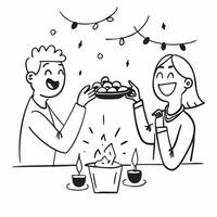 Friends enjoying Diwali feast with glossy effects concept as Camera movement Pan across the friends enjoying the feast Scene Glossy warm background with festive decorations Detai pure Set 2 vector